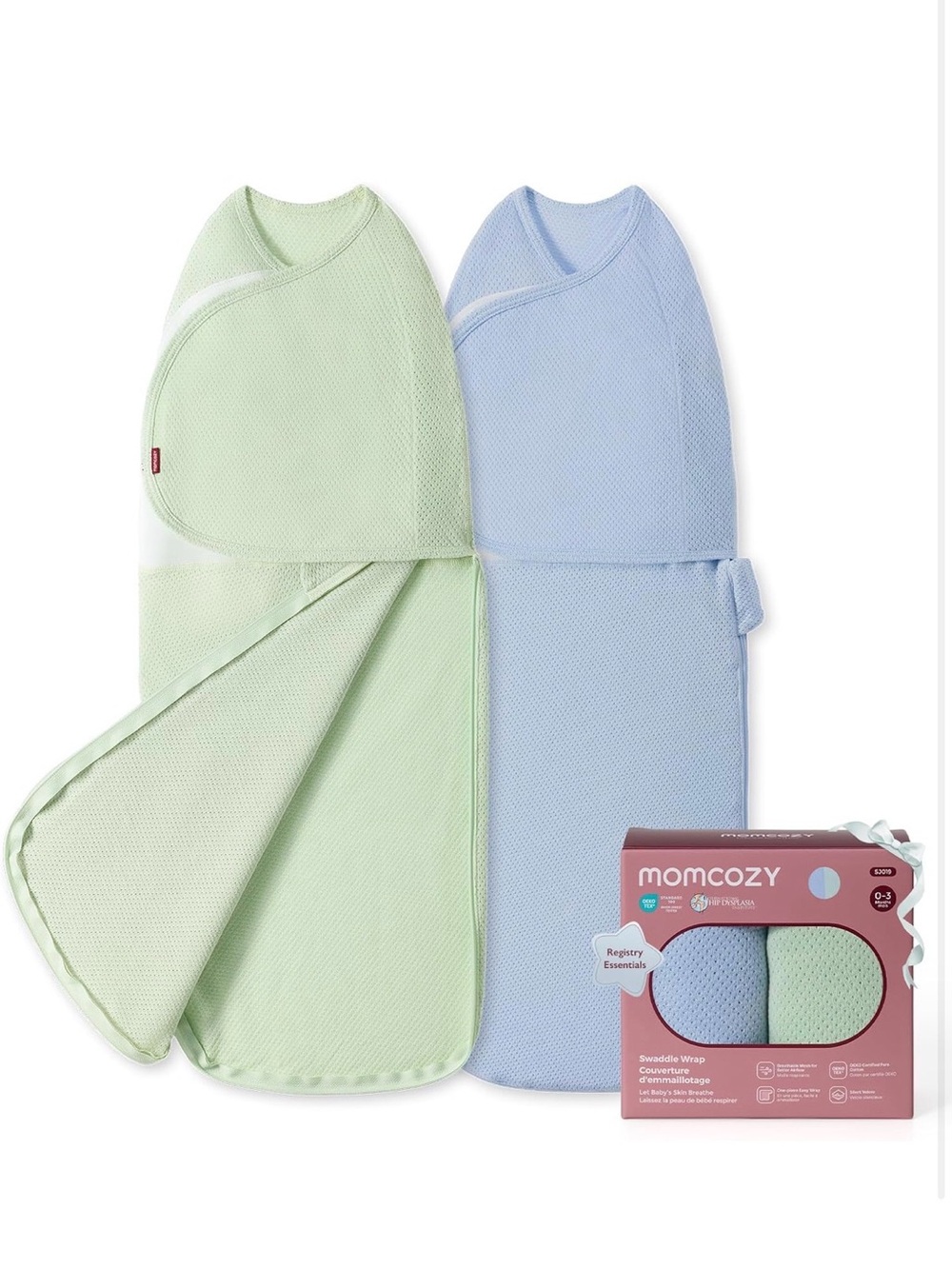 Momcozy Airflow Baby Swaddle 100% Cotton, 0-3 months, sea mist